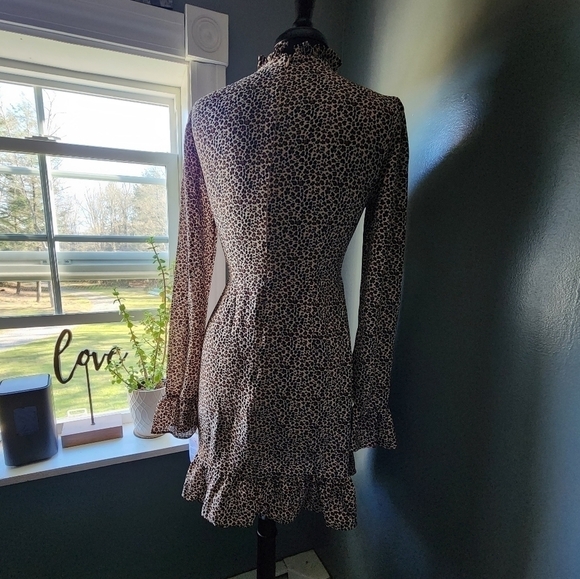 *NWT* ASOS Frill Neck Mini Leopard Print Dress - Picture 5 of 6